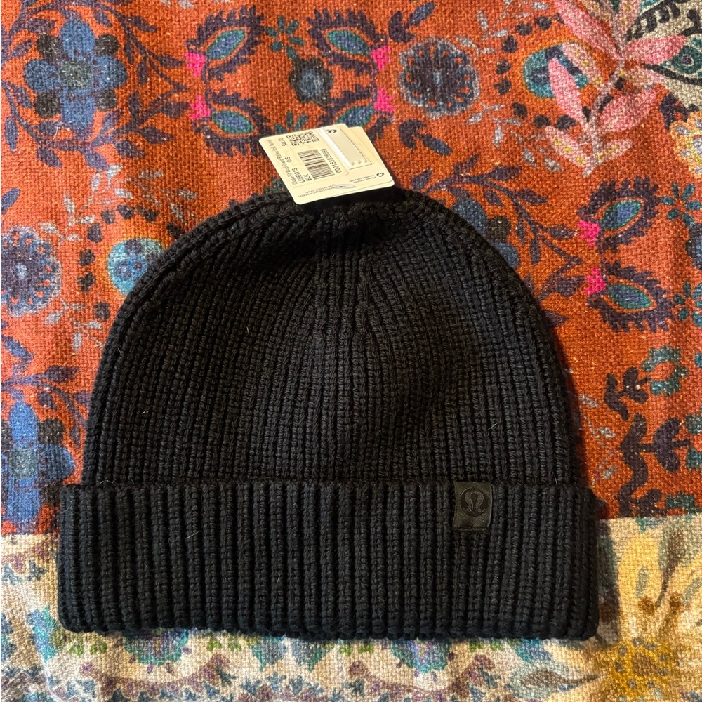 lululemon athletica Classic Black Ribbed Beanie